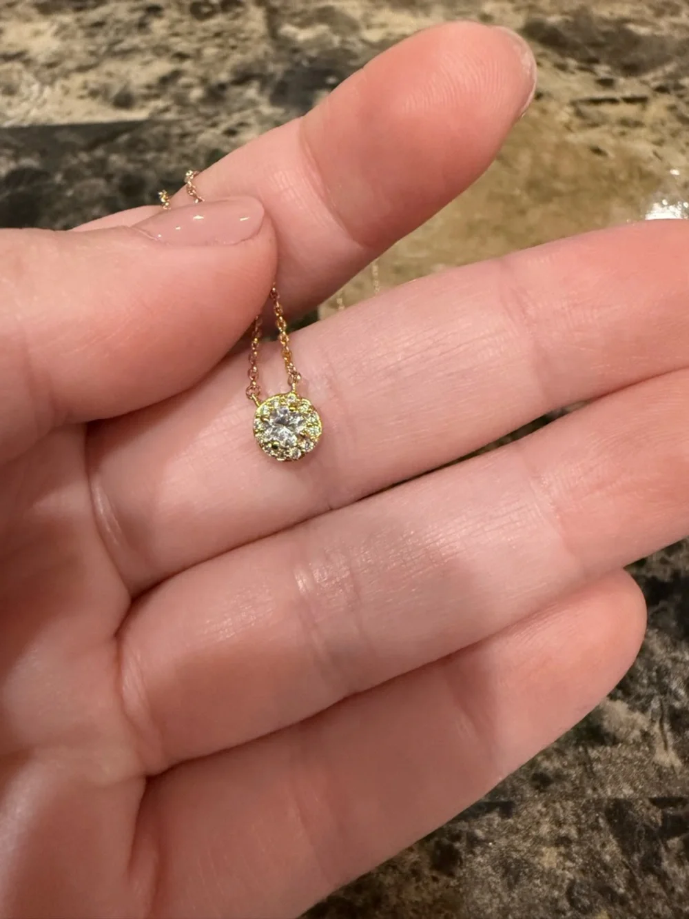 Henri Bendel Gold Tone Pave Diamond-Style Halo Necklace - Picture 4 of 10